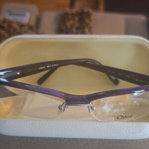 Chloé Semi-Rimless Eyeglasses in Purple Readers +135 Nwot
